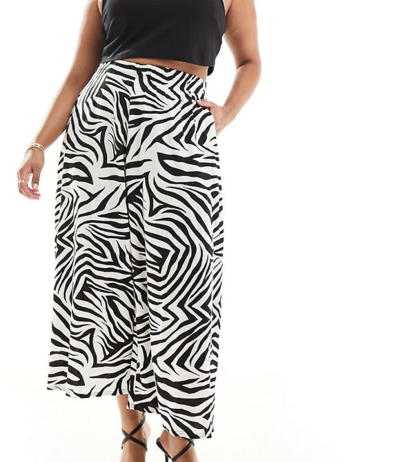 Yours wide leg culottes in bold zebra-Multi