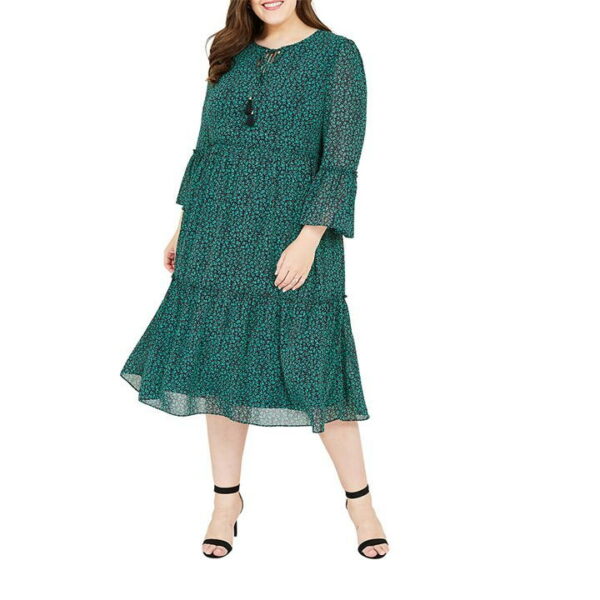 Yumi Green Floral Smock Midi Dress - Green