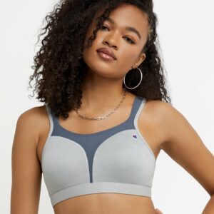 Women's Champion Spot Comfort High-Impact Sports Bra, C Logo Oxford Heather/Medium Grey 34DD