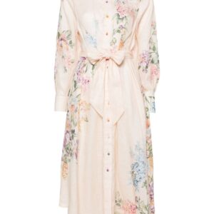 ZIMMERMANN- Floral Print Linen Shirt Dress