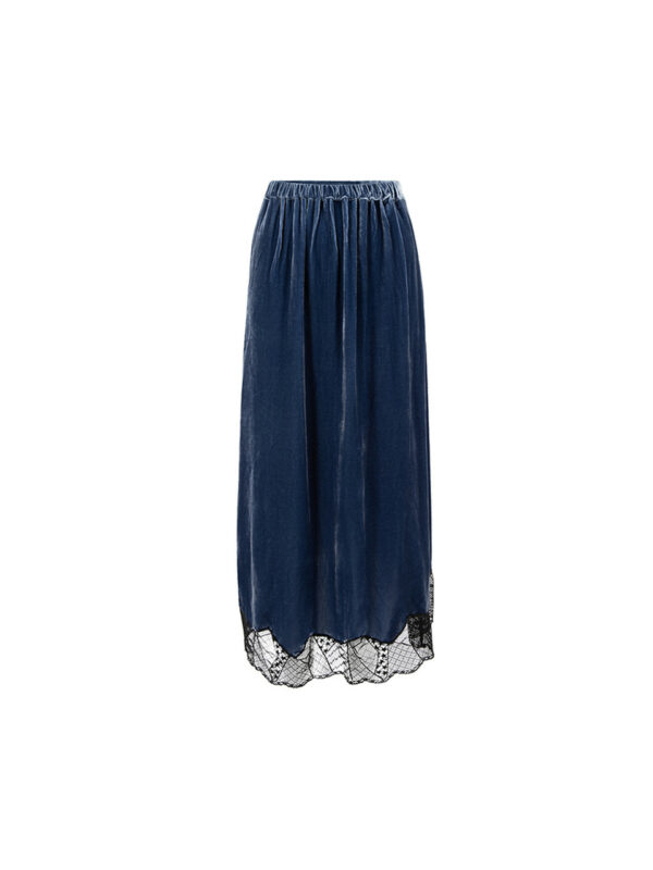 Zadig & Voltaire Blue Velvet Midi Straight Skirt