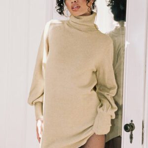 Zahara Sweater Mini Dress Beige