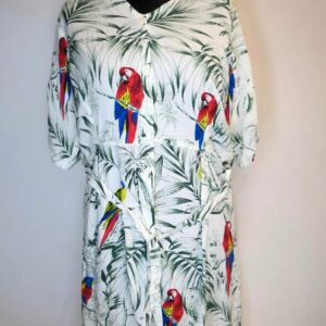 Zara Tropical Parrot Print V-Neck Kaftan Dress, Size:l in Mix, Women's (Size Large)