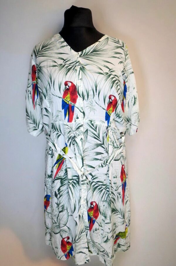 Zara Tropical Parrot Print V-Neck Kaftan Dress, Size:l in Mix, Women's (Size Large)