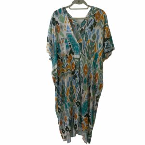 Zara Womens Dress Size Large Multicolor Kaftan Cat Eye Print