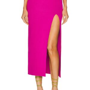 Zeynep Arcay Midi Slit Knit Skirt in Fuchsia