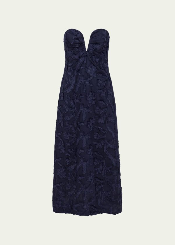 Zhen Embroidered Strapless Maxi Dress