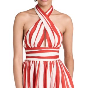 Zimmermann Alight Halter Mini Dress Red/Cream Stripe 2