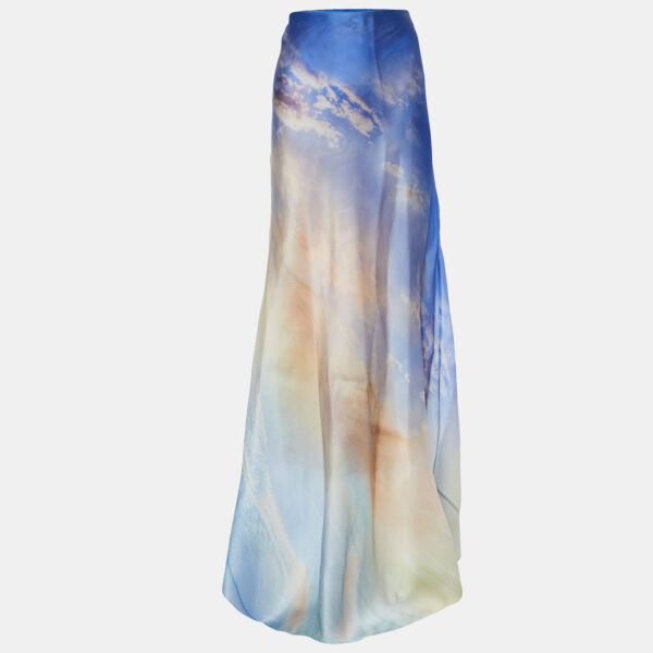 Zimmermann Blue Tame Printed Silk Flared Maxi Skirt XS