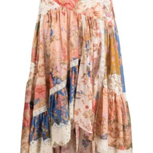 Zimmermann Floral Print Cotton Midi Skirt