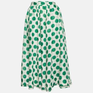 Zimmermann Green Polka Dot Print Linen Midi Skirt S