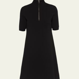 Zip Front Wool Mini Dress