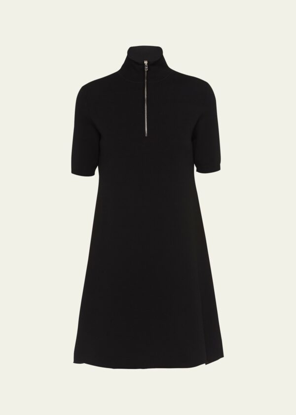 Zip Front Wool Mini Dress