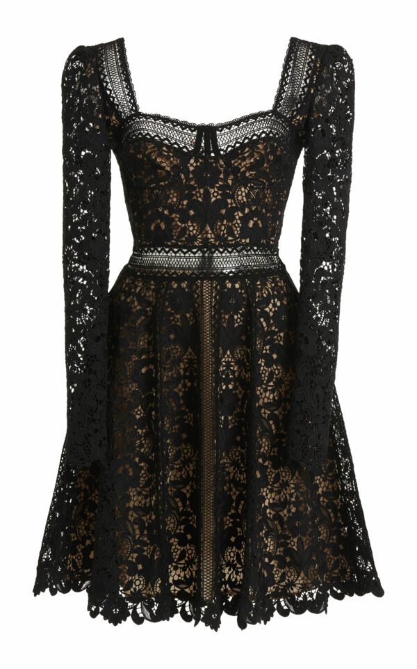 Zuhair Murad - Scalloped Macrame Mini Dress - Black - FR 32 - Moda Operandi