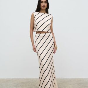 Zuri Maxi Skirt - Asymmetric Stripe, 14