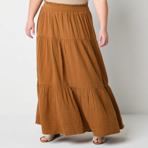 a.n.a Womens Tiered Maxi Skirt - Plus, 0x, Brown