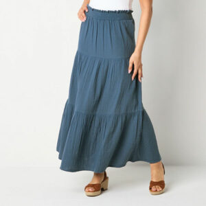 a.n.a Womens Tiered Maxi Skirt, Small, Blue