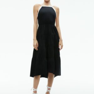 alice + olivia HARTLEY GATHERED MIDI DRESS