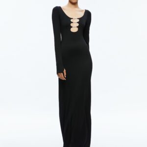 alice + olivia KALENA SCOOP NECK CUTOUT MAXI DRESS