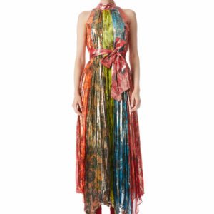 alice + olivia MERTIE MOCK NECK PLEATED MAXI DRESS