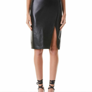 alice + olivia SIOBHAN FRONT WRAP MIDI SKIRT