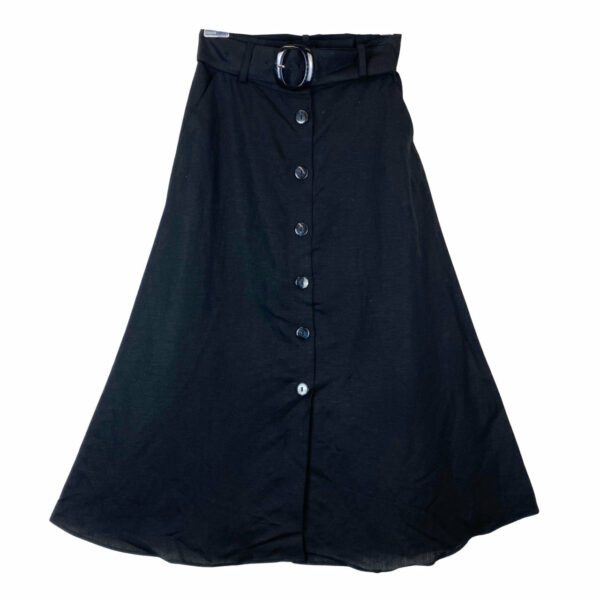 & Other Stories Button Front Linen Blend Midi Skirt