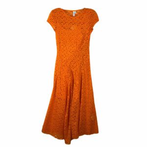 & Other Stories Short Sleeved Orange Lace Midi Dress