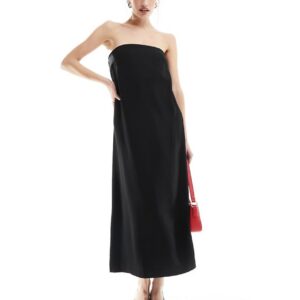 & Other Stories strapless maxi column dress in black-Neutral