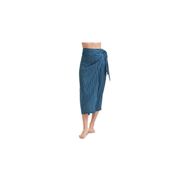 au naturel by Gottex Women's Printed stripe long sarong skirt swim cover up - Dusk blue