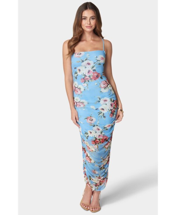 bebe Women's Floral Tube Mesh Dress - Blue multi