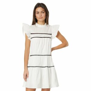 en saison Aliza Babydoll Dress (White) Women's Dress