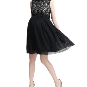 kimi + kai Maternity Camilla Tulle Skater Dress - Black