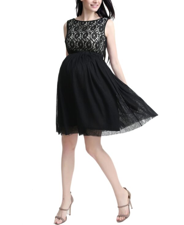 kimi + kai Maternity Camilla Tulle Skater Dress - Black