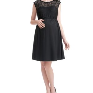 kimi + kai Maternity Lace Skater Dress - Black