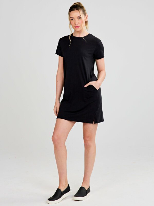 tasc Dresses: All Day T-Shirt Dress - Size XS in Black - tasc Performance