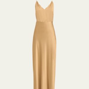 x Atelier Jolie V-Neck Sleeveless Silk Maxi Slip Dress