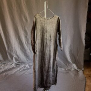 xs-S Size | Warm Grey Linen Dress Wind With Raw Hem. Naturally Dyed Flax Smock Avant Garde Vintage Tunic Plant Dye