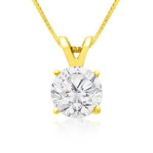 1 Carat 14k Yellow Gold Diamond Pendant Necklace, 2 Stars, J/K, 18 Inch Chain by Hansa