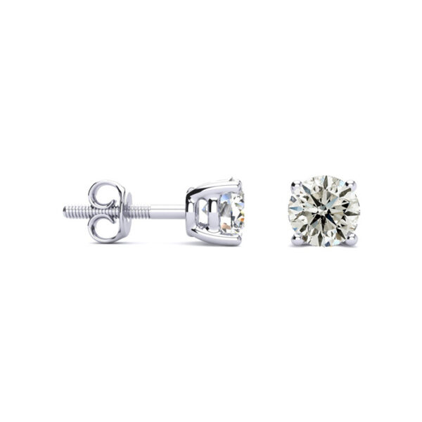 1 Carat Diamond Stud Earrings in Platinum (J-K, I1-I2) by Hansa