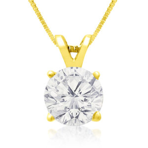 1.50 Carat 14k Yellow Gold Diamond Pendant Necklace, 2 Stars, J/K, 18 Inch Chain by Hansa