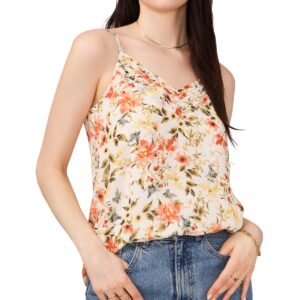 1.state Women's Printed Pin-Tuck V-Neck Camisole Top - Daybreak Watercolor