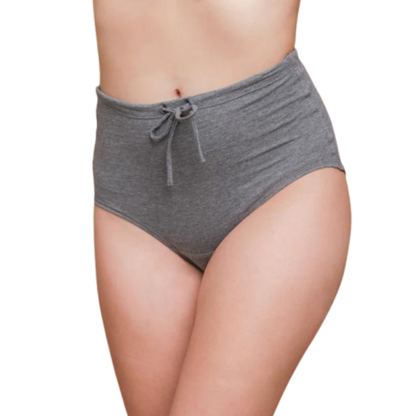 100% Organic Cotton Women's Drawstring Elastic Free Panties - High Waisted Cotton Brief Panties - 2 Pack