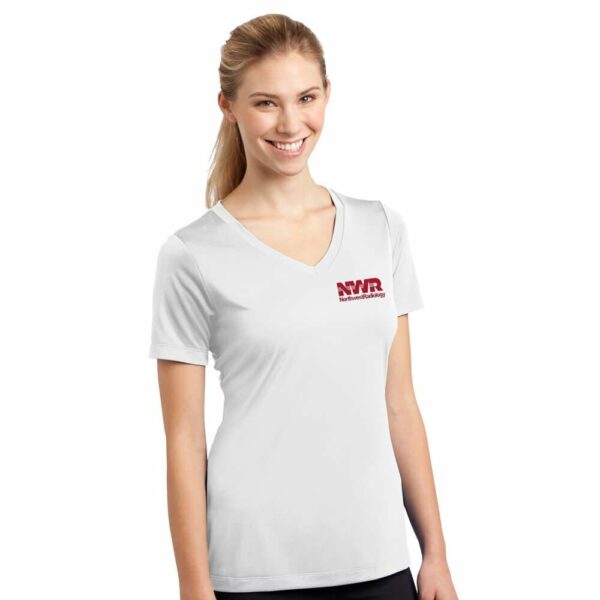 12 Women's Sport-Tek® Competitor Sleeves V-Neck T-Shirt - Personalization Available