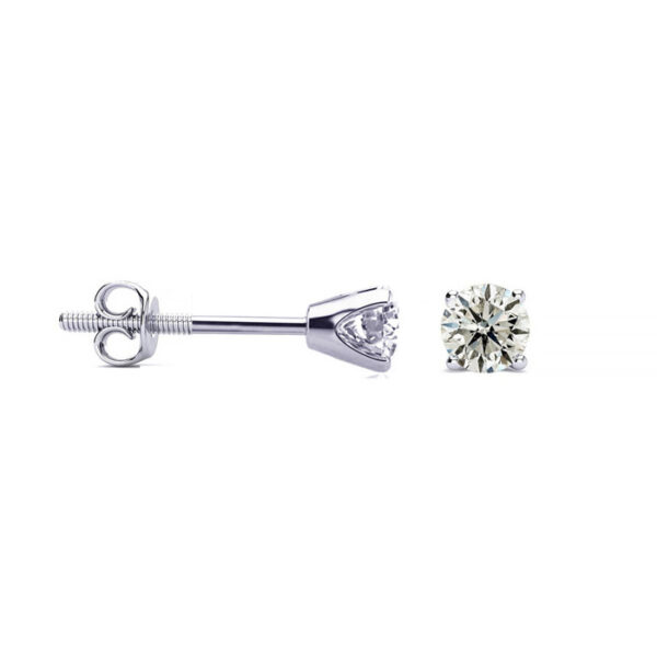 1/3 Carat Colorless Diamond Stud Earrings in 14K White Gold (.8 Grams) (E-F, I2-I3) by Hansa