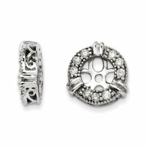 14K White Gold Diamond Earring Jackets, Fits 3/4-1 Carat Stud Earrings, I/J by SuperJeweler