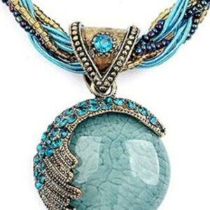 1pc Bohemian Braided Turquoise Pendant Necklace