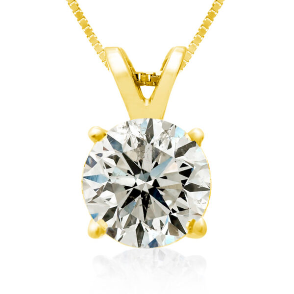 2 Carat 14k Yellow Gold Diamond Pendant Necklace, J/K, 18 Inch Chain by Hansa