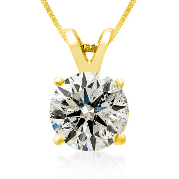 2 Carat Diamond Pendant Necklace in 14k Yellow Gold, K/L, 18 Inch Chain by Hansa