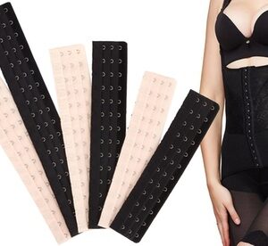 2 Pack Women Longline Corset Bra Extender for Shapewear Waist Cincher Other 18-Hook Black+Nude