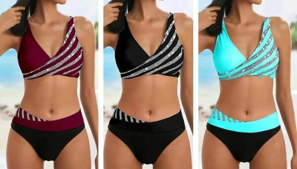 2-Piece Striped Bikini - 5 Sizes, 6 Colours